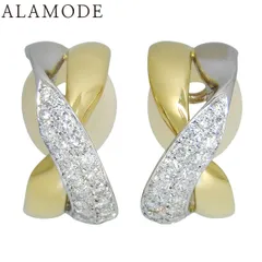 D0.51/D0.51 クロス ダイヤモンド ピアス K18 ホワイトゴールド WG K18 イエローゴールド YG ピアス アクセサリー ジュエリー シルバー銀 ゴールド金 レディース 40802153512【中古】【アラモード】