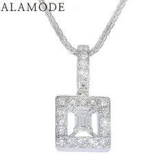 D0.15,0.30 ダイヤモンド スクエア ネックレス K18 ホワイトゴールド WG ネックレス アクセサリー ジュエリー シルバー銀 レディース 40802150339【中古】【アラモード】