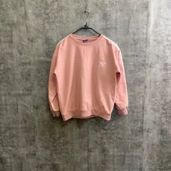 【Y-232】adidas Mサイズ スウェット トレーナー ピンク トレフォイル ロゴ刺繍 長袖 シンプル レディース 古着