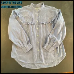 極美品⭐︎UNITED ARROWS フリル　ストライプ　ブラウス　A DAY IN THE LIFE