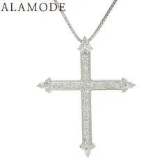 D0.86 ダイヤモンド クロス ロングネックレス ホワイトゴールド K18WG 12.8g ジュエリー 十字架 シルバー銀 ユニセックス 40802161628【中古】【アラモード】