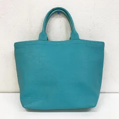 GIANNI CHIARINI ポーチ付き ミニレザートートバッグ B5可 ターコイズブルー×ゴールド