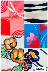 【まとめ売り】リメイク用　浴衣　5点　綿　蜻蛉　花柄　抽象柄　着物　和装　M342
