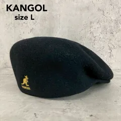 KANGOL カンゴール ハンチング 504 ウール100% 羊毛 TROPIC 0258BC 帽子 キャップ ベレー帽 刺繍 ロゴ ゴールド 金 大きいサイズ 定番 王道 アイテム コーデ ブラック 黒 おしゃれ シンプル Lサイズ  ★ ◇■