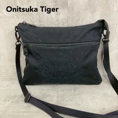 Onitsuka Tiger オニツカタイガー サコッシュ ショルダーバッグ ブラック 黒 虎 タイガー 刺繍 ロゴ 1949 ワンポイント ジップポケット ナイロン 斜め掛け 肩掛け ミニバッグ カバン 鞄 カジュアル ★ ■■