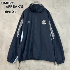 UMBRO×FREAK'S STORE アンブロ フリークスストア ネイビー ナイロンジャケット 1051394400001 トラックジャケット 別注 ビッグシルエット オーバーサイズ ロゴ 刺繍 切替 メッシュ  XLサイズ ★ ■◇