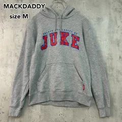 MACKDADDY マックダディー プルオーバー フーディー パーカー スウェット トレーナー カレッジロゴ プリント JUKE グレー 灰色 ストリート B系 ヒップホップ 裏パイル 長そで トップス 古着 Mサイズ ★ ■◇のサムネイル