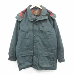 M/古着 エディーバウアー 長袖 ジャケット マウンテン パーカー メンズ 90年代 90s ロング丈 濃緑系 内側ウール 26jan14