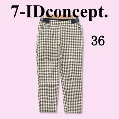 7-IDconcept. セブンアイディコンセプト パンツ クロップドパンツ テーパード レディース ホワイト ブラック ギンガムチェック柄 36