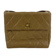 【値下げ】CHANEL シャネル マトラッセ ショルダーバッグ レディース キャビアスキン ベージュ 中古