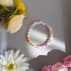 ハンドメイドビーズブレスレット／パステルカラー／16cm／レディース・キッズ