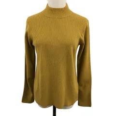 グローバルワーク GLOBAL WORK セーター ニット プルオーバー ハイネック 無地 長袖 M 黄 茶 イエロー ブラウン