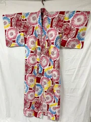 匿名配送　レディース　浴衣　花柄　赤　水色　黄色　白　身丈162㎝　H2