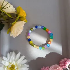 ハンドメイドビーズブレスレット／カラフル／16cm／レディース・キッズ