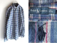 Ralph Lauren ラルフローレン ポロポニーロゴ刺繍 マドラスチェックシャツ BDシャツ M ブルー レッド ホワイト ピンク 国内正規