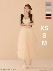 アイボリー  [FM3463-IV-2508] fm3463【ROBE de FLEURS/ローブドフルール】ボリュームチュール/ ショルダーリボン/ フレア/ ワンピース/ ミディアムドレス/ キャバドレス /AngelR/ エンジェルアール/ Andy