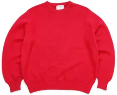 80s USA製 L.L.Bean 無地 コットンニット セーター 赤 W-L★ビンテージ オールド アウトドア キャンプ レッド