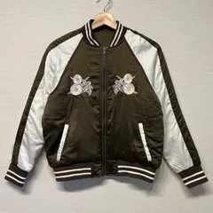 (^w^)b AS KNOW AS PINKY アズノゥアズピンキー リバーシブルアウター スカジャン MA-1 ブルゾン 刺繍ジャケット ライトアウター レディース カーキ ホワイト フリーサイズ OM10442HGのサムネイル