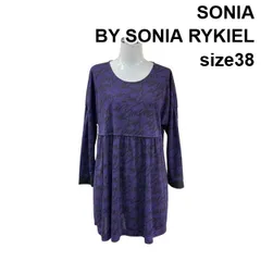 ◇ ソニアバイソニアリキエル SONIA チュニック トップス ラウンドネック 七分袖 総柄 パープル 38 M ９号 レディース Z6B607のサムネイル