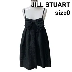 ◆ ジルスチュアート JILL STUART ミニワンピース チュニック キャミソール リボン付き 黒 毛 コットン シルク 0 S 7号 レディース Z6B144