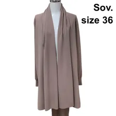 ◇ ソブ Sov. ロングカーディガン 異素材切り替え バックシアー素材 長袖 裾リブ編み ピンク系 36 S 7号 レディース Z6B143のサムネイル