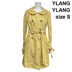 ◇ イランイラン YLANG YLANG トレンチコート スプリングコート 長袖 ロング丈 ビッグカラー ダブルブレスト 黄色 S 7号 レディース S6C016のサムネイル