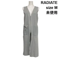 ◇ 未使用 ラディエイト RADIATE ロングニットベスト ジレ Vネック オープンフロント サイドスリット グレー M 9号 レディース S6C015