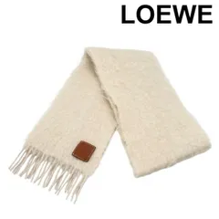 ● ロエベ LOEWE マフラー スカーフ アナグラム ロゴパッチ 白 ウール、モヘア レディース 6V276