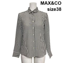 未使用級✨極美品✨】MAX&Co. ドット柄 切り替えシャツ ネイビー 38 