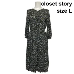 ◇ クローゼットストーリー closet story プリーツワンピース 長袖 ロング丈 総柄 2WAY仕様  マルチカラー L 11号 レディース S6B503