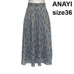 アナイ ANAYI ボタニカルフラワーシフォンスカート 38 黒 白 総ゴム