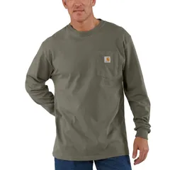 カーハート メンズ トップス Tシャツ 長袖 Carhartt Workwear Pocket LongSleeve TShirt Mens Dusty Olive オリーブ