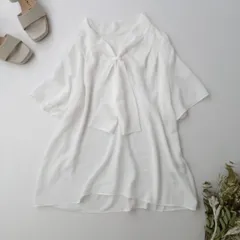 ◯ UNTITLED アンタイトル ボウタイブラウス  ホワイト フレアスリーブ (100E＋7797)26N