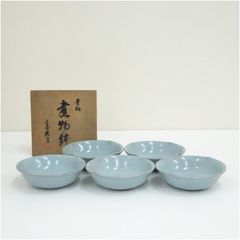 A1434-7/廣州窯/青磁向附6客/共箱/銘々皿/飾鉢/盛鉢/菓子鉢/懐石道具 A1434-7/廣州窯/青磁向附6客/共箱/銘々皿/飾鉢/盛鉢/菓子鉢/懐石道具