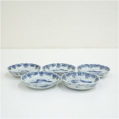 古伊万里 染付 小皿 6枚まとめ】草花文 豆皿 手塩皿 骨董 アンティーク