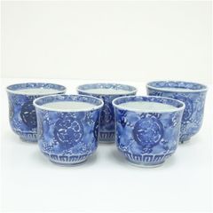 江戸時代(19世紀初頭) 南京焼 青花牡丹文茶碗 箱入り6客 - メルカリ