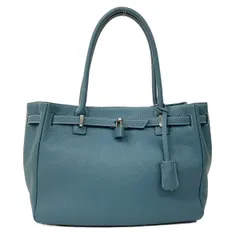 傳濱野(デンハマノ) ハンドバッグ - ブルーグリーン レザー