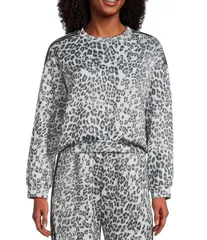 モアモア レディース トップス Tシャツ クルーネック アニマル柄 プリント シャツ クロップド Moa Moa Animal Print Dolman Sleeve Cropped Crew Neck TShirt Animal アニマル