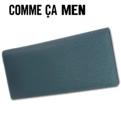 箱なし コムサメン COMME CA MEN 牛革 長財布 ロンバス グリーン 緑 メンズ レザー エンボスレザー 定価14,300円 薄型 スリム スマート キャッシュレスのサムネイル