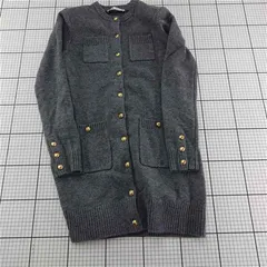 ◇ Θ ザラ ZARA ロングカーディガン グレー系 ゴールドボタン レディース M E  【1602130015184】