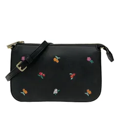 Samantha Thavasa(サマンサタバサ) ショルダーバッグ - 黒×レッド×マルチ 刺繍/フラワー(花)/ストラップ着脱可/ミニバッグ