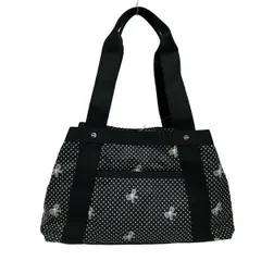 LESPORTSAC(レスポートサック) ショルダーバッグ美品  - 黒×アイボリー ドット柄/リボン