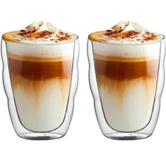 ダブルウォールグラス【350ml 2個セット】おしゃれ断熱保冷保温二重構造耐熱グラス結露しないコップ 電子レンジ可 食洗器可 冷凍庫可 誕生日プレゼント 結婚祝い ギフト