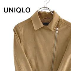 UNIQLO ユニクロ ベージュ レディース 長袖 アウター ジャケット レザージャケット ライダース スエード調 フェイクベロア【サイズ8】Lサイズ相当 026TY
