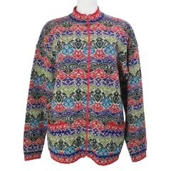 ミッソーニ MISSONI ヴィンテージ ニットカーディガン OPTIジッパー 長袖  ハイネック 総柄 ウール マルチカラー /X