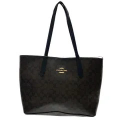 コーチ　シグネチャー　PVC　ブラウン　ハンドバッグ　Y-87