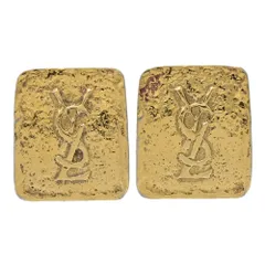 Yves Saint Laurent イヴサンローラン YSLロゴ スクエアモチーフ イヤリング 合金/メッキ-15.9g ゴールド ヴィンテージ 【♀】【B】【レディース】★■607078【中古】