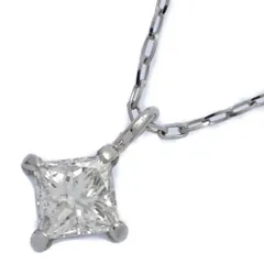 美品 1点モノ 0.19ct シンプルデザイン スクエア ダイヤモンド ネックレス ペンダント Pt900-1g プラチナ 【♀】【N】【レディース】★■606318【中古】