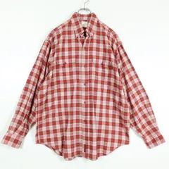 【美品】カールヘルム★赤と緑のチェック柄がおしゃれ！ 柔らか長袖シャツ メンズサイズM 赤系 z18262