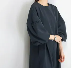 長袖ワンピース  レディース バルーンスリーブ ゆったり 体型カバー 無地